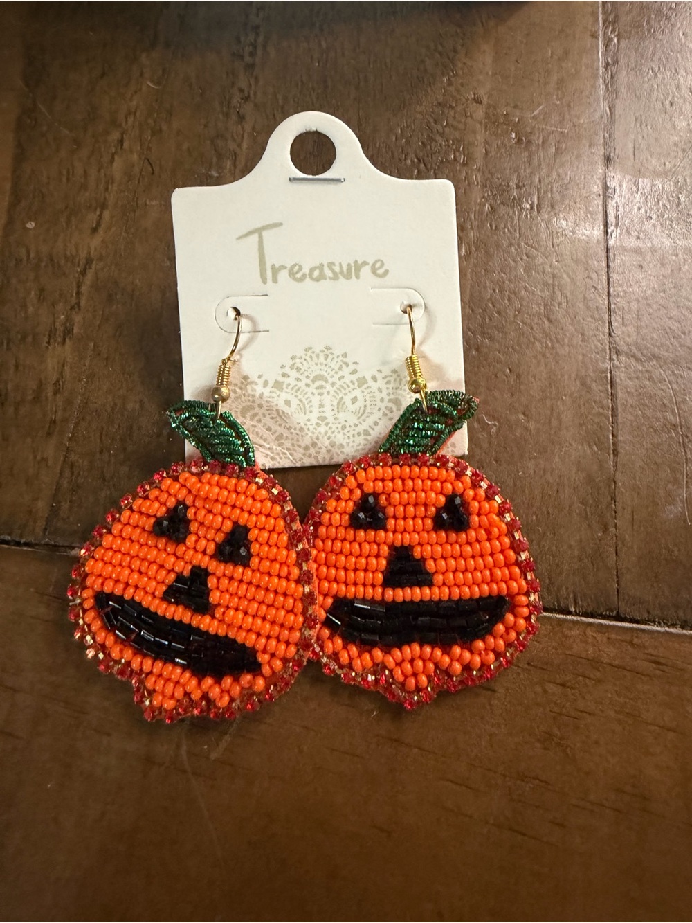 Halloween Jack o lantern beaded dangle earrings new fall pumpkin earrings